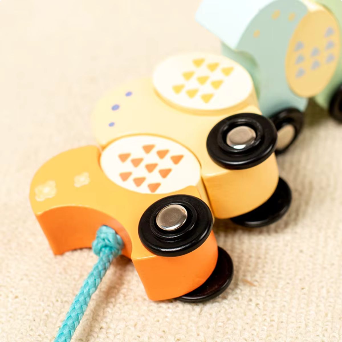 ABC - Tren Oruga de Madera con Números Educativo de Arrastre