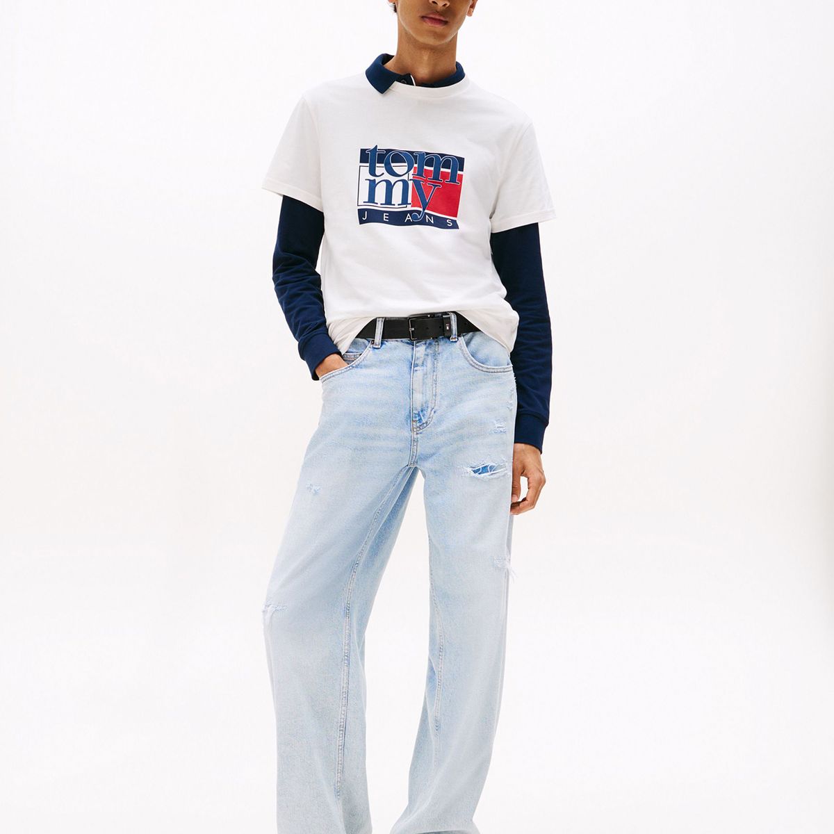 TOMMY HILFIGER - Polera Slim Con Logo Gráfico Blanco Tommy Jeans