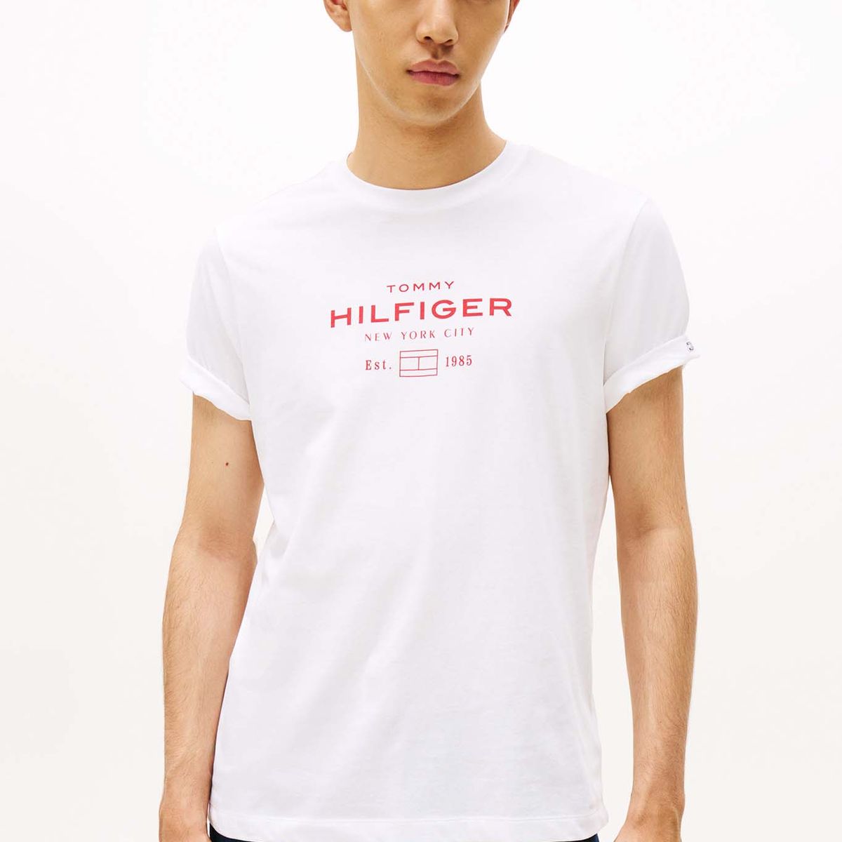 TOMMY HILFIGER - Polera Stack Graphic Logo Blanco Tommy Hilfiger