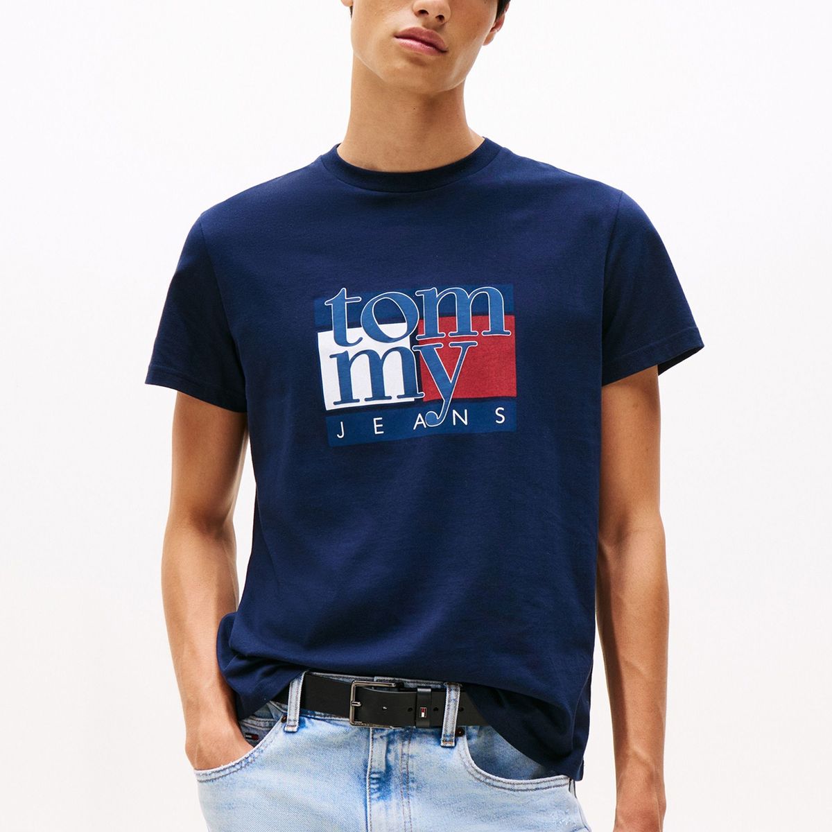 TOMMY HILFIGER - Polera Slim Con Logo Gráfico Azul Tommy Jeans