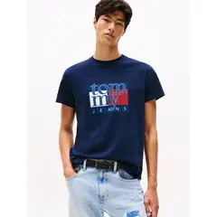 TOMMY HILFIGER - Polera Slim Con Logo Gráfico Azul Tommy Jeans