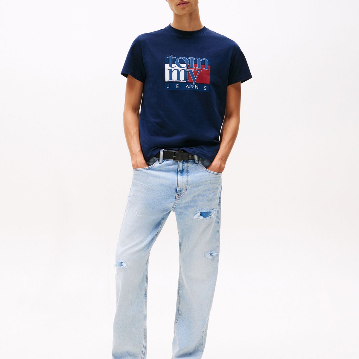 TOMMY HILFIGER - Polera Slim Con Logo Gráfico Azul Tommy Jeans