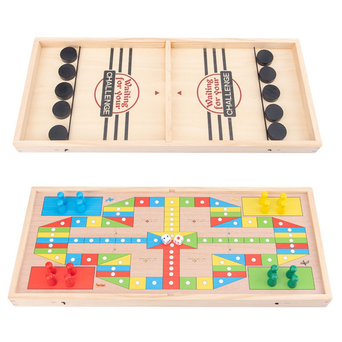 ABC - Juego de Mesa 2 en 1 de Madera Juegos Clásicos Familiares