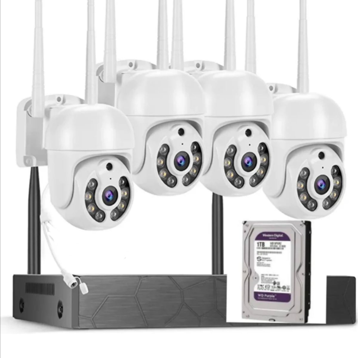 ARTIHOGAR - Kit 4 Cámaras Inalambricas Profesional Ip Audio 355º Con Disco Duro  1 Terabyte