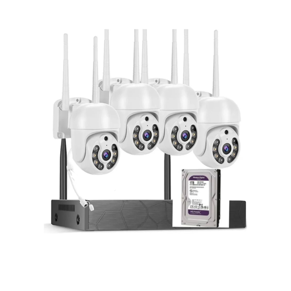ARTIHOGAR - Kit 4 Cámaras Inalambricas Profesional Ip Audio 355º Con Disco Duro  1 Terabyte