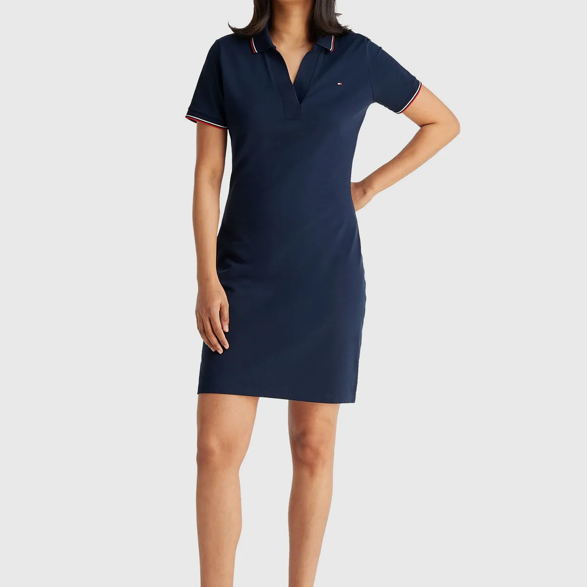 TOMMY HILFIGER - Vestido Polo Manga Con Logo Azul Tommy Hilfiger
