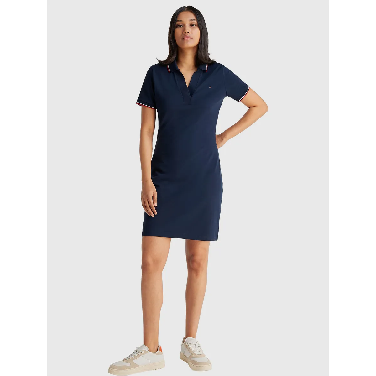 TOMMY HILFIGER - Vestido Polo Manga Con Logo Azul Tommy Hilfiger