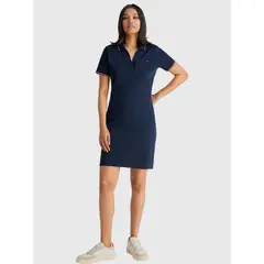 TOMMY HILFIGER - Vestido Polo Manga Con Logo Azul