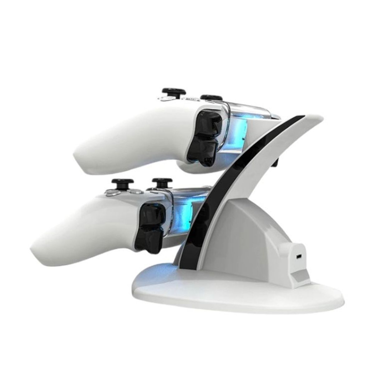 GENERICO - Cargador Dual Para Mando Ps5 Soporte Vertical BLANCO