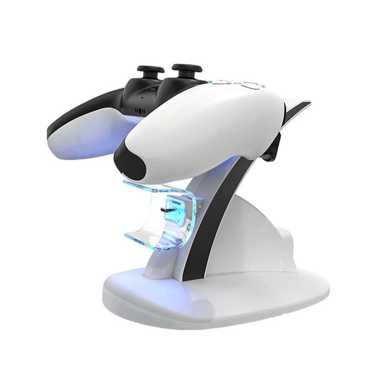 GENERICO - Cargador Dual Para Mando Ps5 Soporte Vertical BLANCO