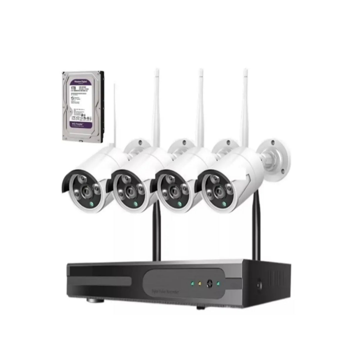 GENERICO - Kit 4 Camara de Seguridad  Inalambricas 2MP con Disco Duro 1 Terabyte 1080P