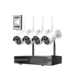 GENERICO - Kit 4 Camara de Seguridad Inalambricas 2MP con Disco Duro 1 Terabyte 1080P