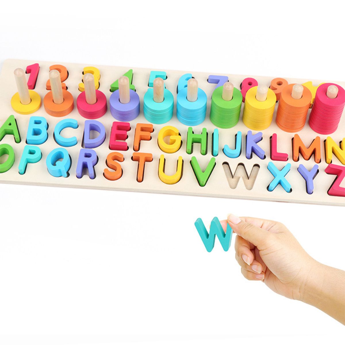 ABC - Juego Didáctico Tablero de Madera Abecedario y Números