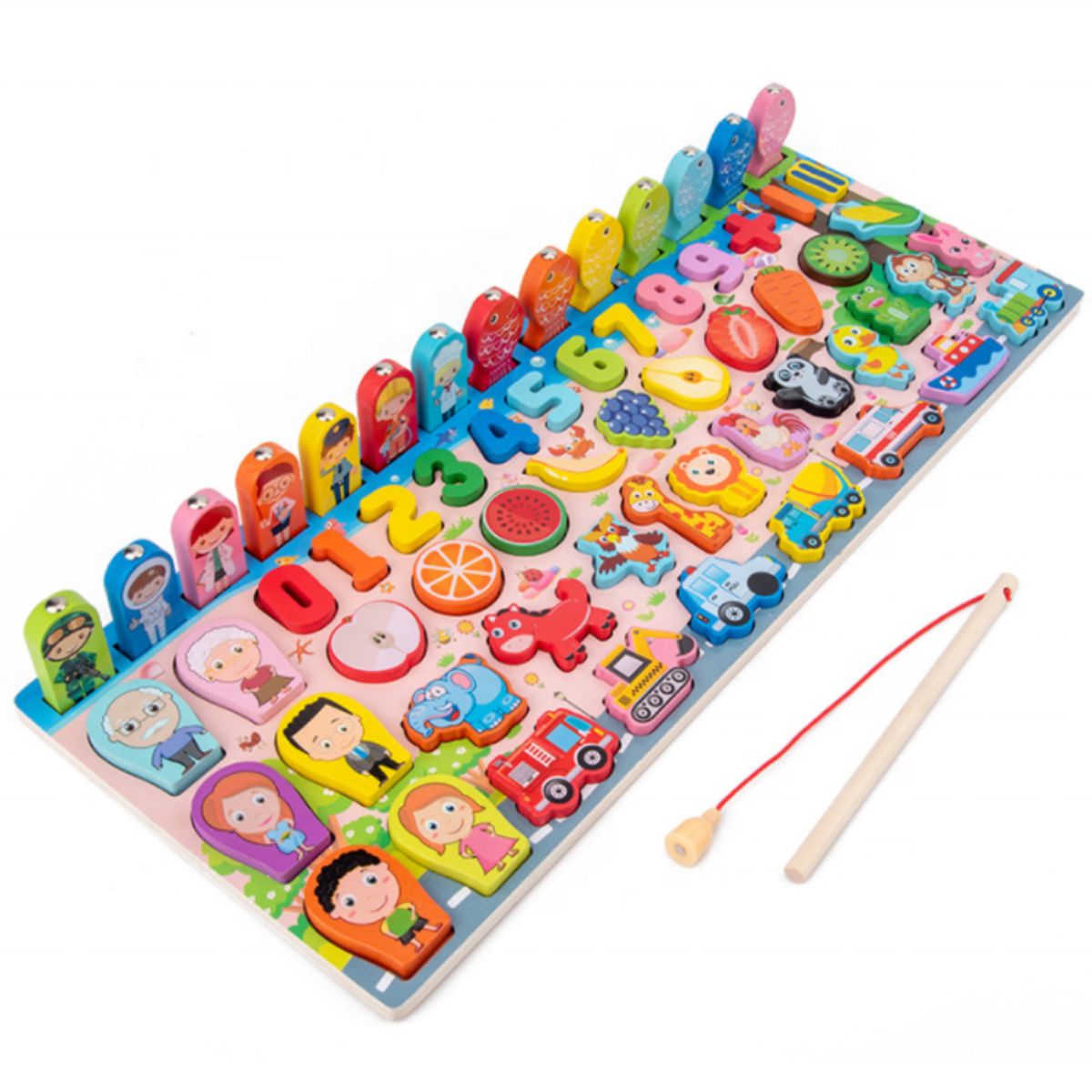 ABC - Tablero Didáctico de Madera con Números y Figuras Educativo