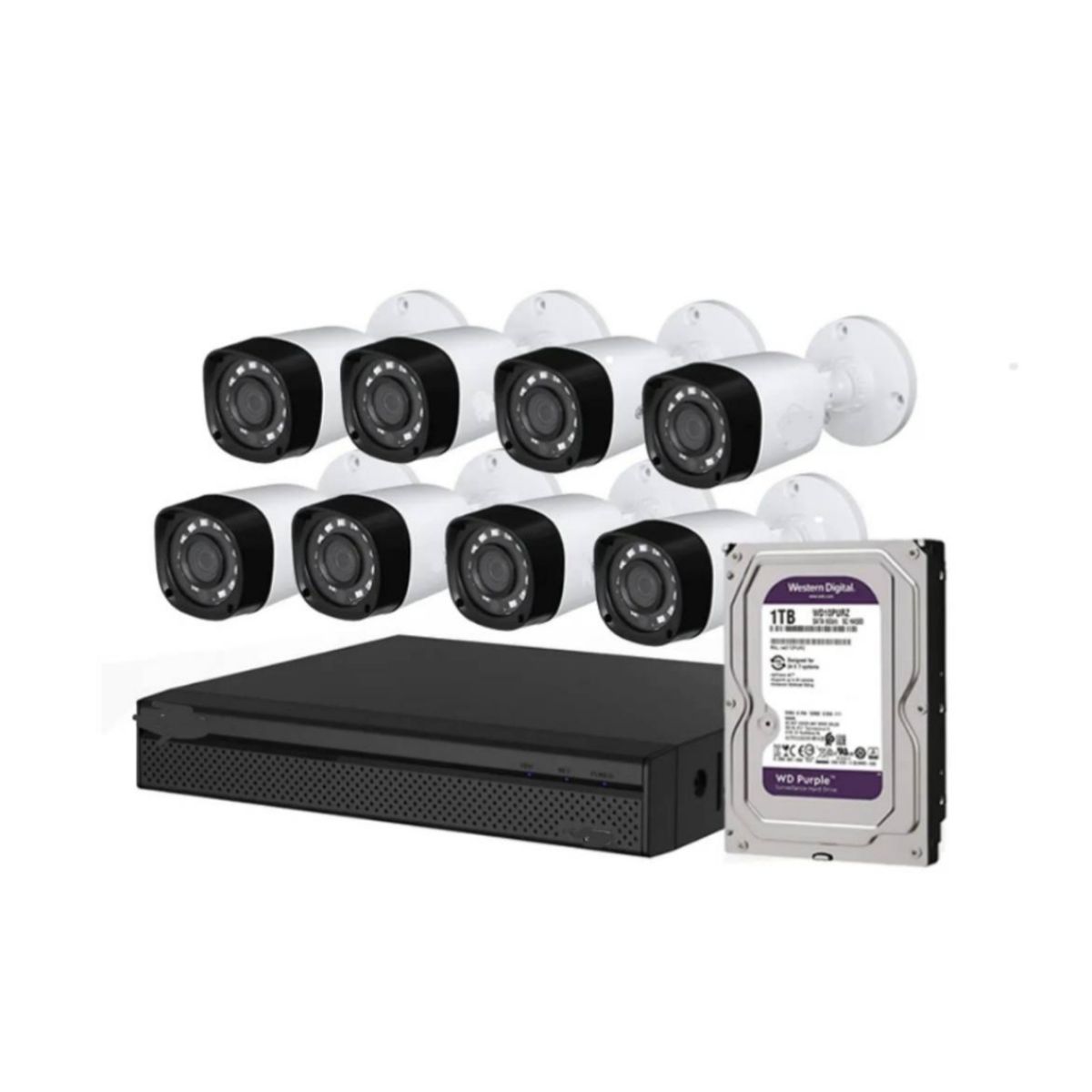 ARTIHOGAR - Kit Cctv 8 Cámaras Seguridad + Disco Duro 1 Terabyte Instalado en DVR HD 720P