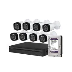 ARTIHOGAR - Kit Cctv 8 Cámaras Seguridad + Disco Duro 1 Terabyte Instalado en DVR HD 720P