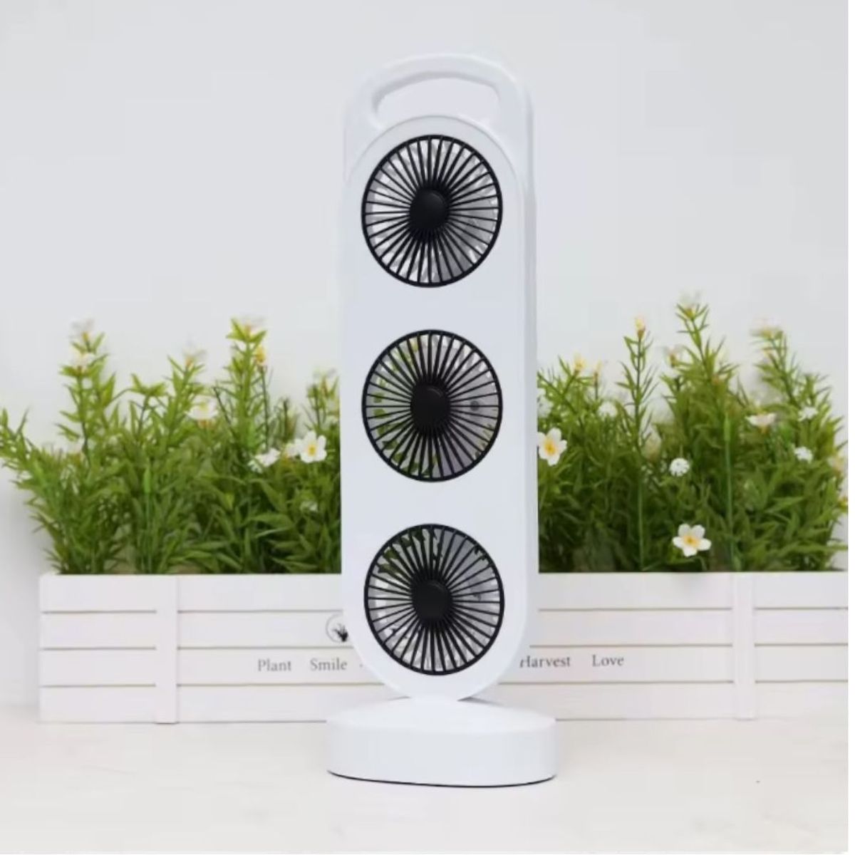 GENERICO - Ventilador Portátil Triple Turbo 3 en 1 Recargable USB-C Escritorio