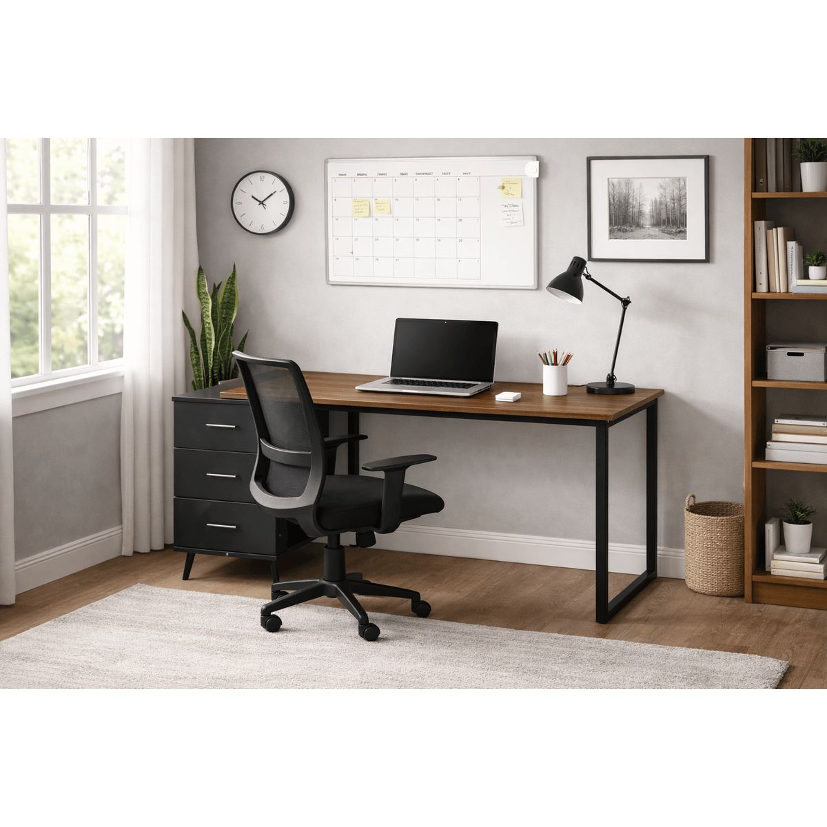 SPACE HOME - Escritorio Moderno Industrial con Cajones y Estructura Metal