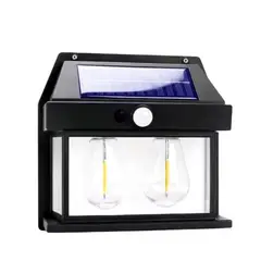GENERICO - Lámpara Solar Exterior con Sensor Movimiento 2 Focos LED 1200 Lúmenes