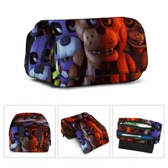 GENERICO - Estuche Escolar Fnaf 3 Compartimientos Five Night At Freddy Negro Rojo