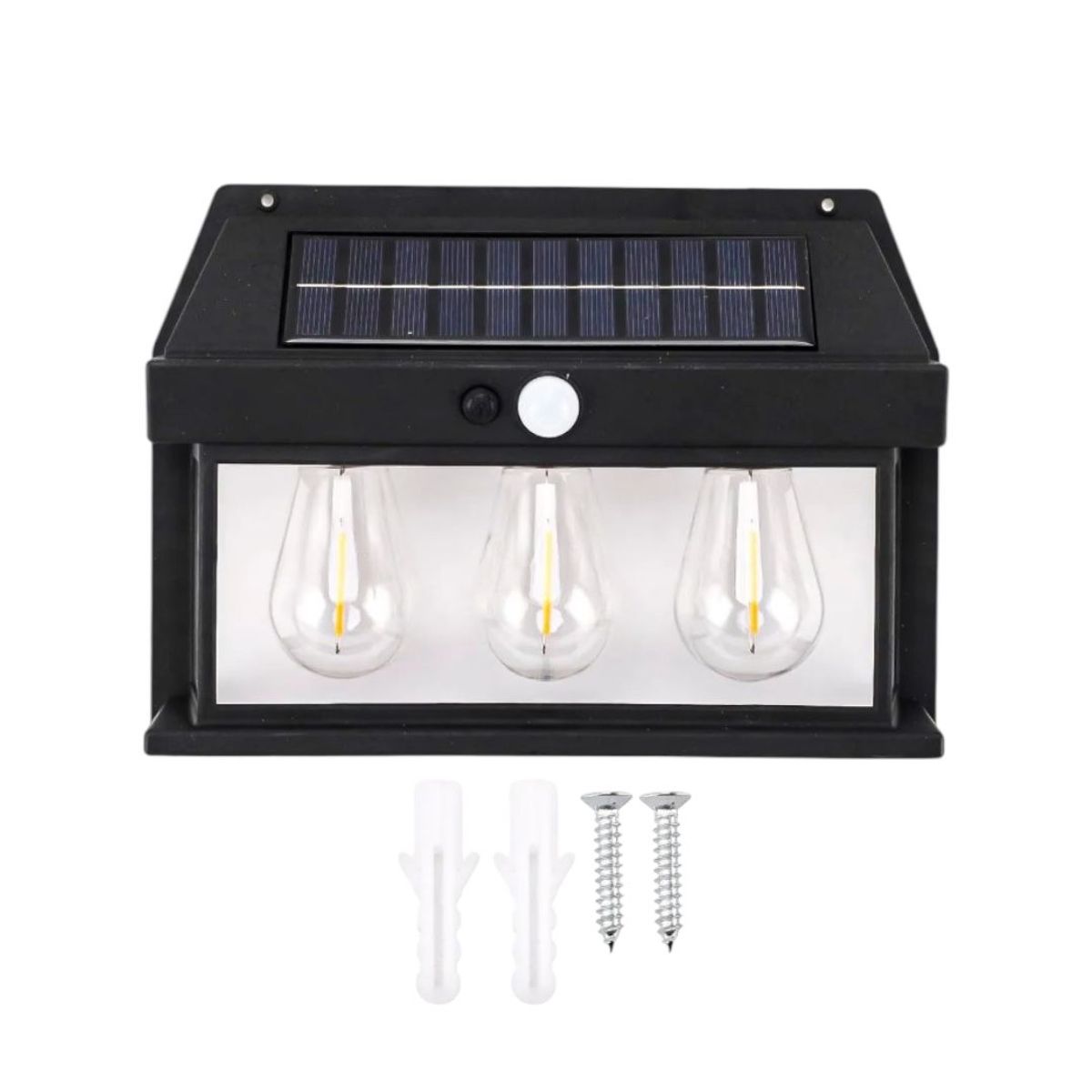 GENERICO - Lámpara Solar Exterior con Sensor Movimiento 3 Focos LED 1600 Lúmenes
