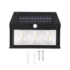 GENERICO - Lámpara Solar Exterior con Sensor Movimiento 3 Focos LED 1600 Lúmenes