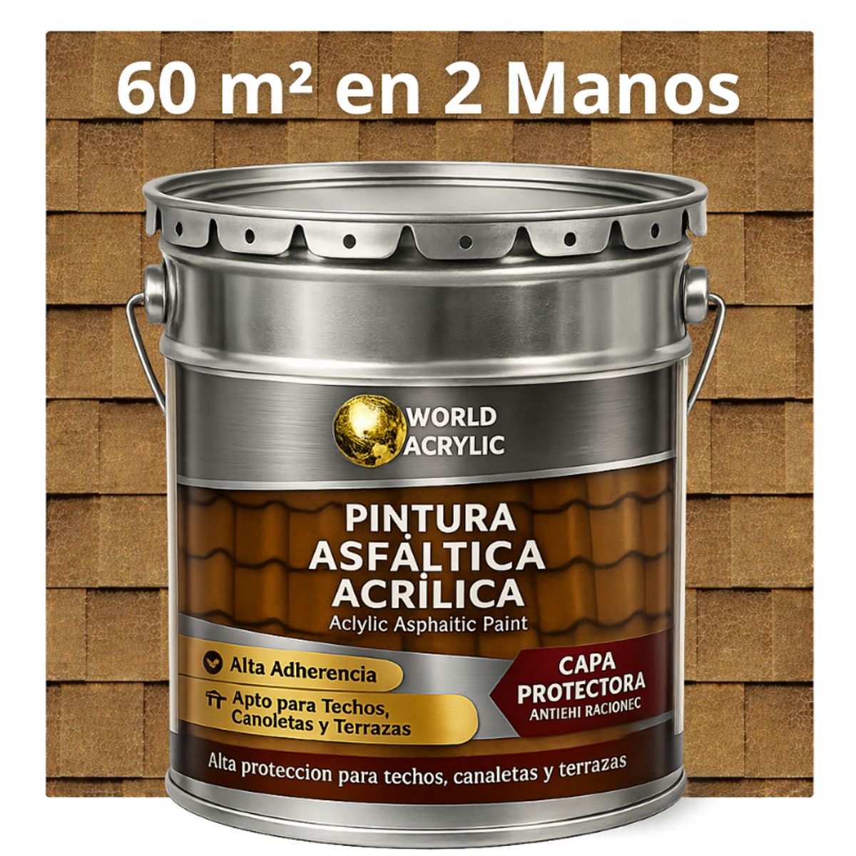 PINTURA - SELLO - IMPERMEABIZANTE - TEJAS ASFALTICA - TINETA 4G AMARILLO ARENA, marca WORLD ACRYLIC - Foto Principal