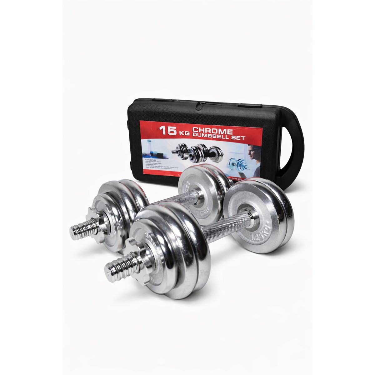 GENERICO - Set de Mancuernas Cromadas Ajustables 15 kg con Maleta