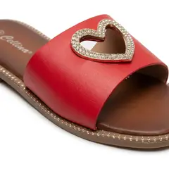 BOVINITA - Sandalia Mujer Chala Roja Carmin Corazon Verano Playa Comoda