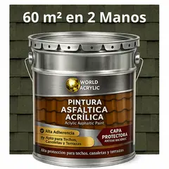 WORLD ACRYLIC - PINTURA - SELLO - IMPERMEABIZANTE - TEJAS ASFALTICA - TINETA 4G VERDE BOTELLA