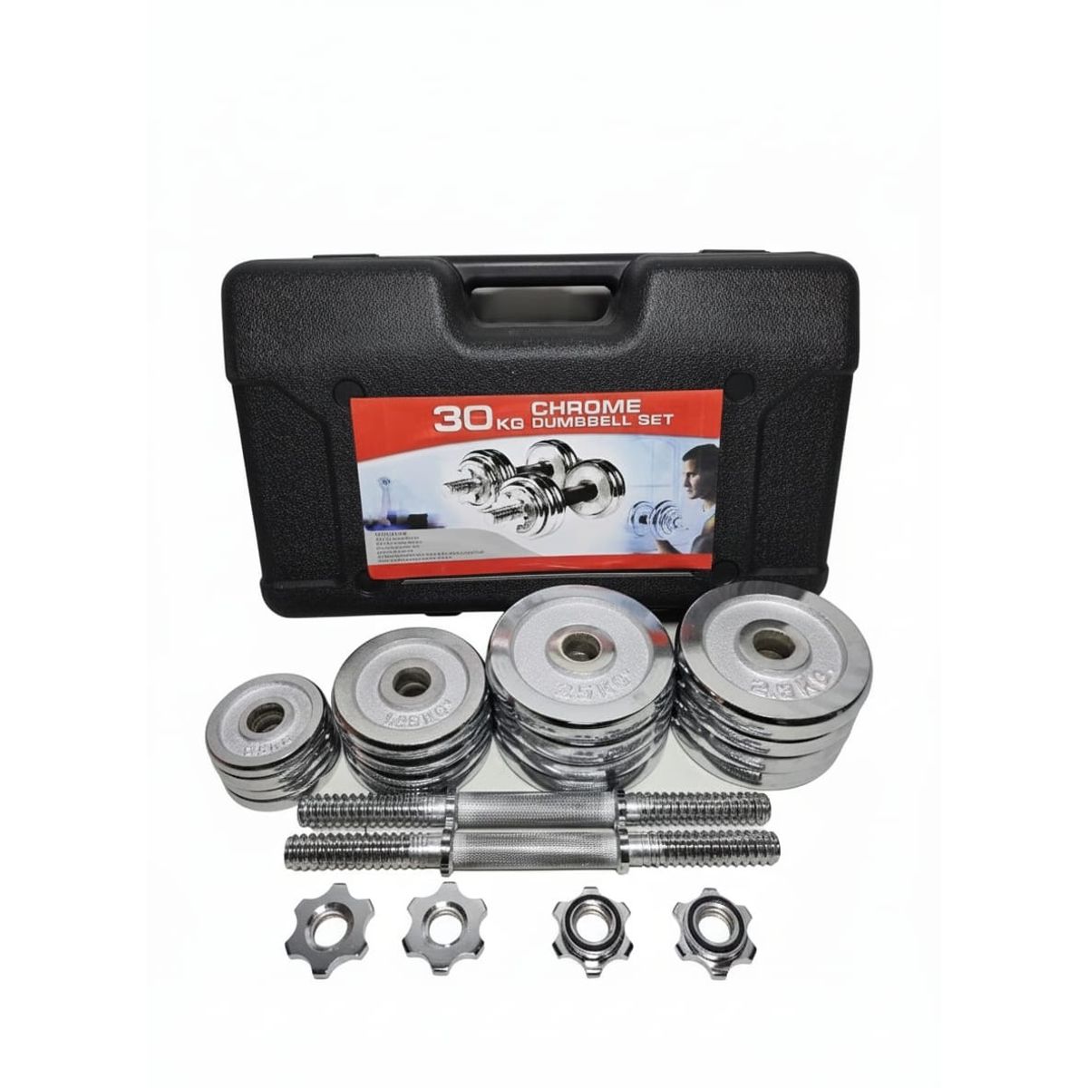 GENERICO - Set de Mancuernas Cromadas Ajustables 30 kg con Maleta