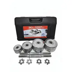 GENERICO - Set de Mancuernas Cromadas Ajustables 30 kg con Maleta