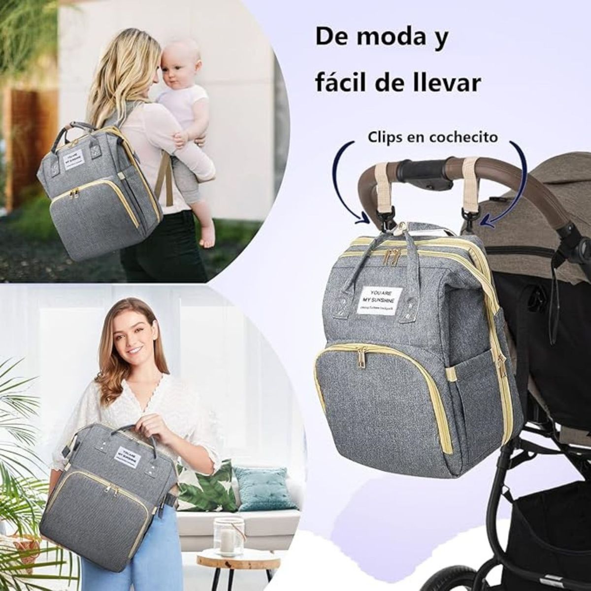 MOVI - Bolso pañalera multifunción para bebéNiña con Mudador