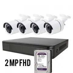 ARTIHOGAR - Kit Cctv 4 Cámaras 2 MP con Disco Duro 1 Terabyte 1080P