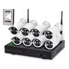 ARTIHOGAR - Kit 8 Camara de Seguridad Inalambricas HD 1080P con Disco Duro 1 Terabyte