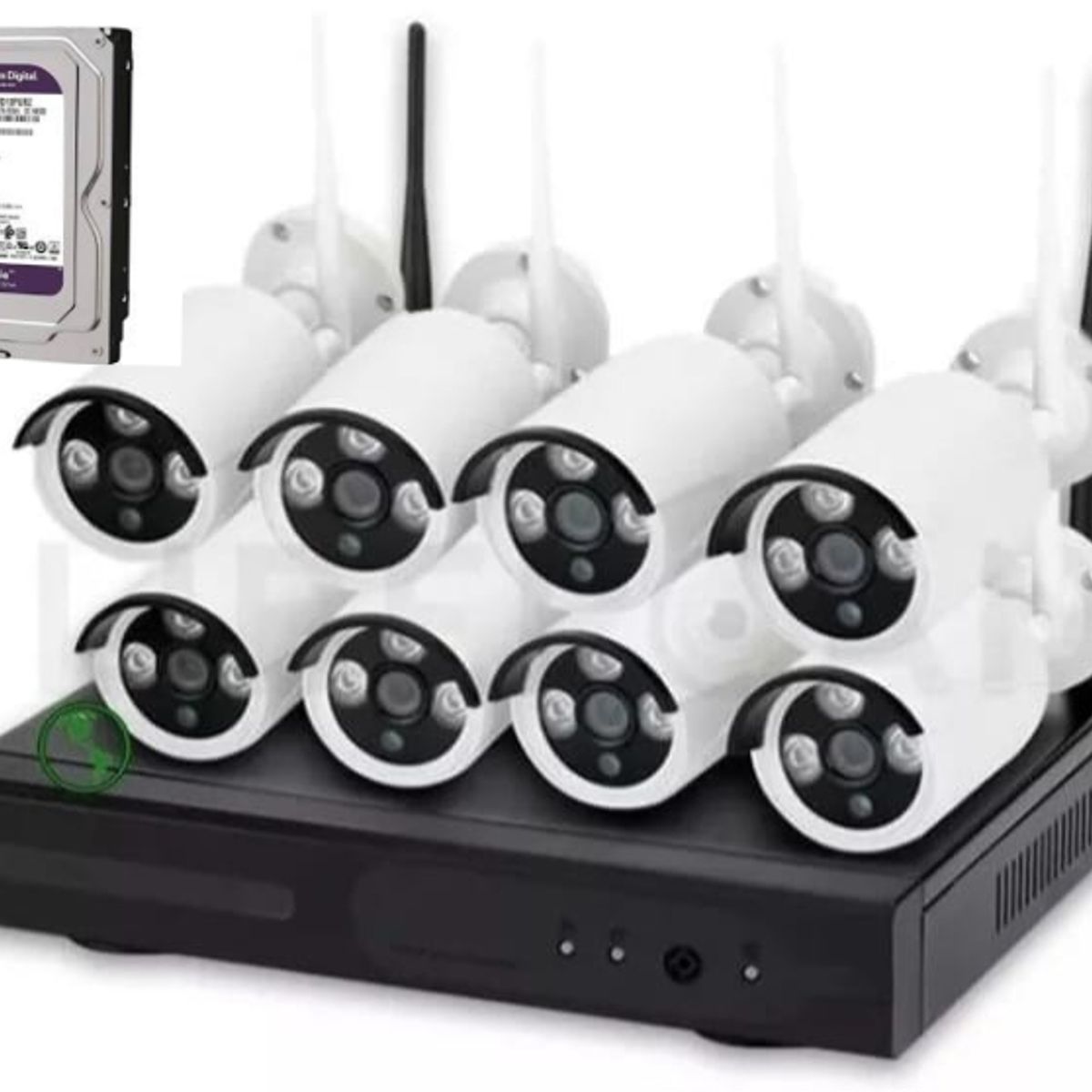 ARTIHOGAR - Kit 8 Camara de Seguridad  Inalambricas HD 1080P con Disco Duro 1 Terabyte