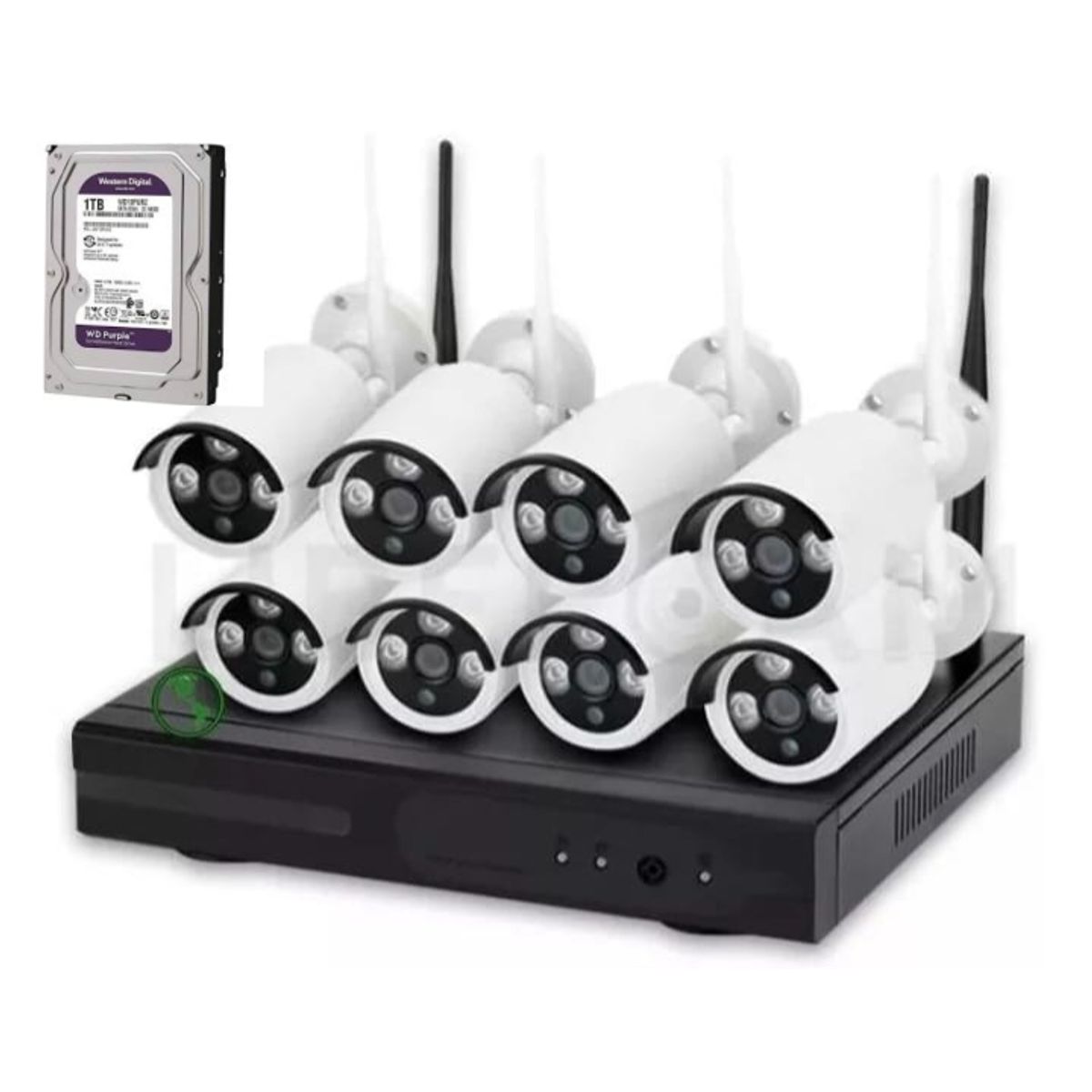 ARTIHOGAR - Kit 8 Camara de Seguridad  Inalambricas HD 1080P con Disco Duro 1 Terabyte