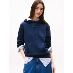 TOMMY HILFIGER - Polerón Hoodie Con Logo Lineal Azul Tommy Jeans