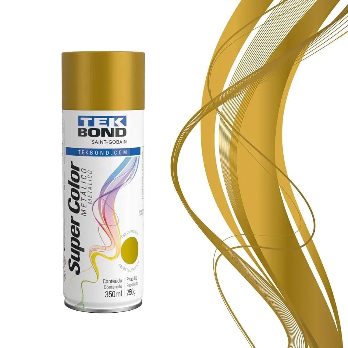 TEKBOND - Pintura Spray Acrílica Super Color Dorado 350 ml Uso General