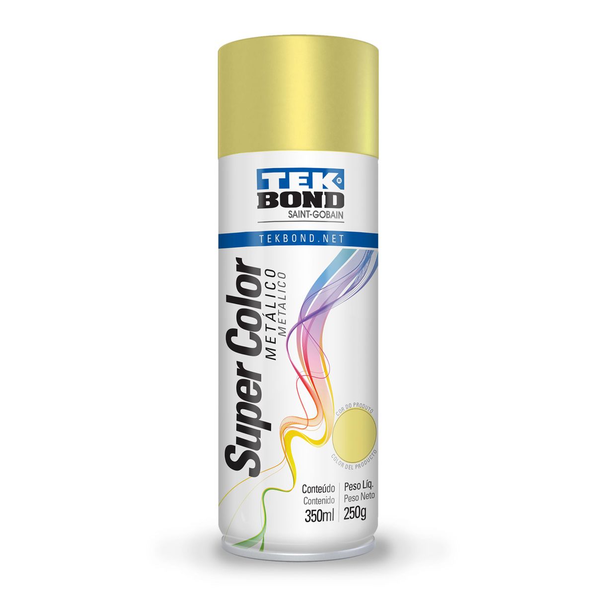 TEKBOND - Pintura Spray Acrílica Super Color Dorado Metálico 350 ml Uso General