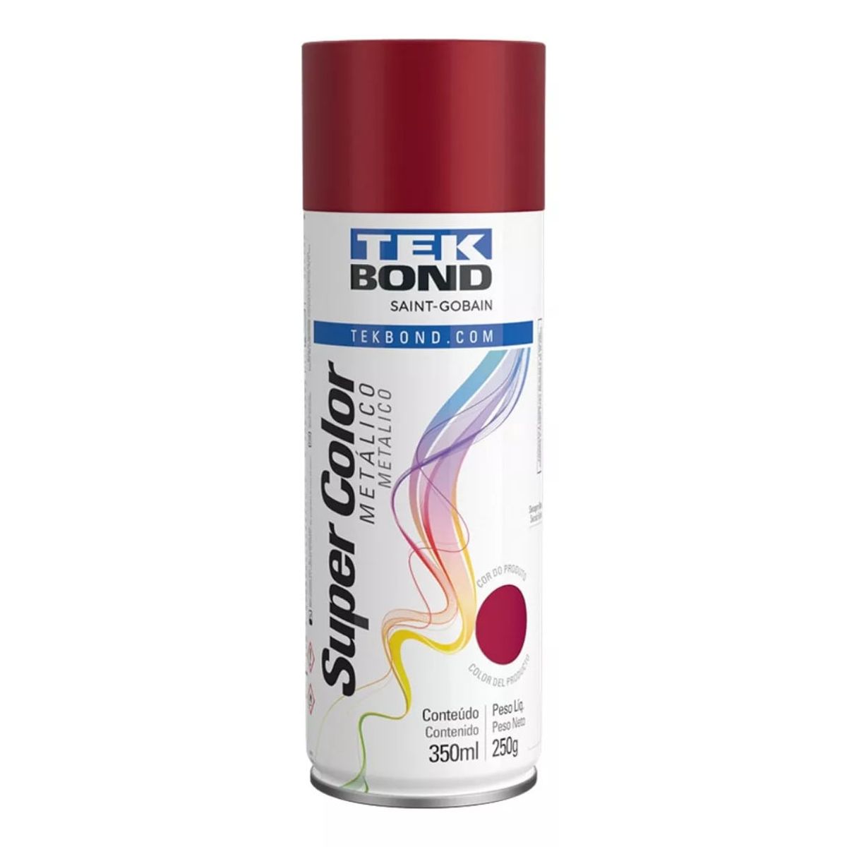 TEKBOND - Pintura Spray Acrílica Super Color Rojo Metálico 350 ml Uso General