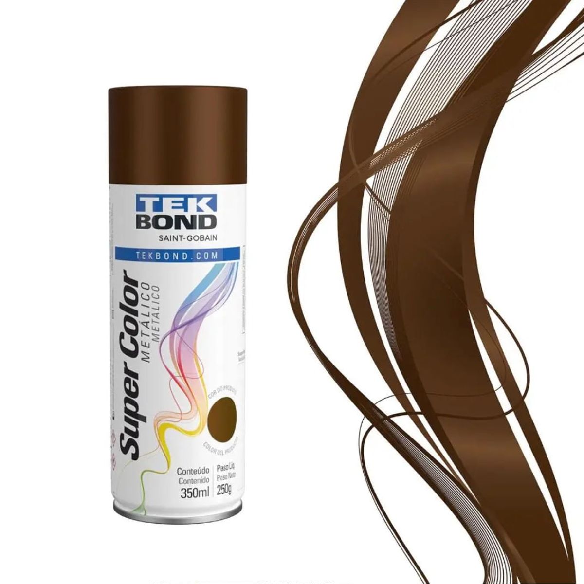 TEKBOND - Pintura Spray Acrílica Super Color Bronce Metálico 350 ml Uso General