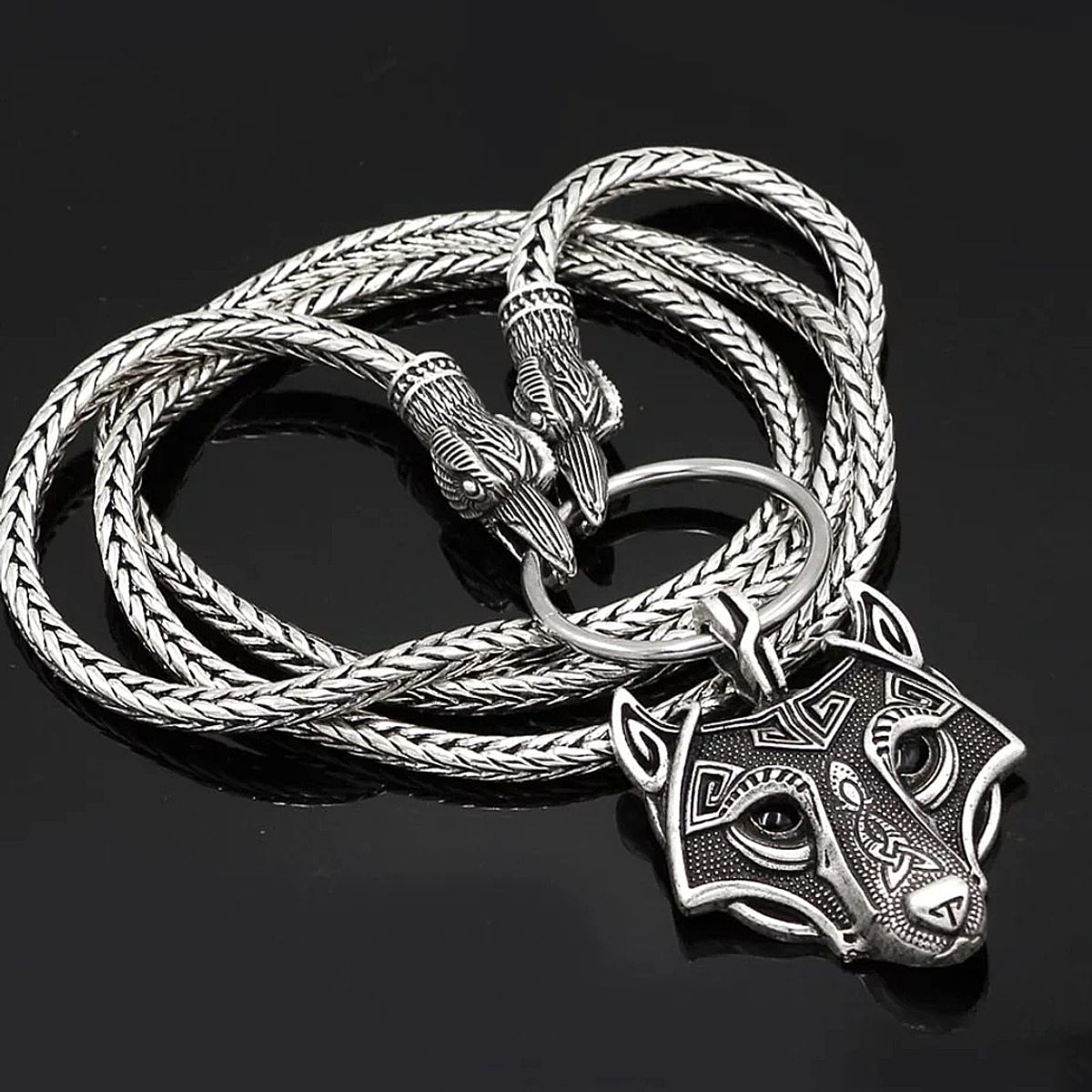 GENERICO - Collar Vikingo Lobo Nórdico Hombre Caballeros Moda 2019