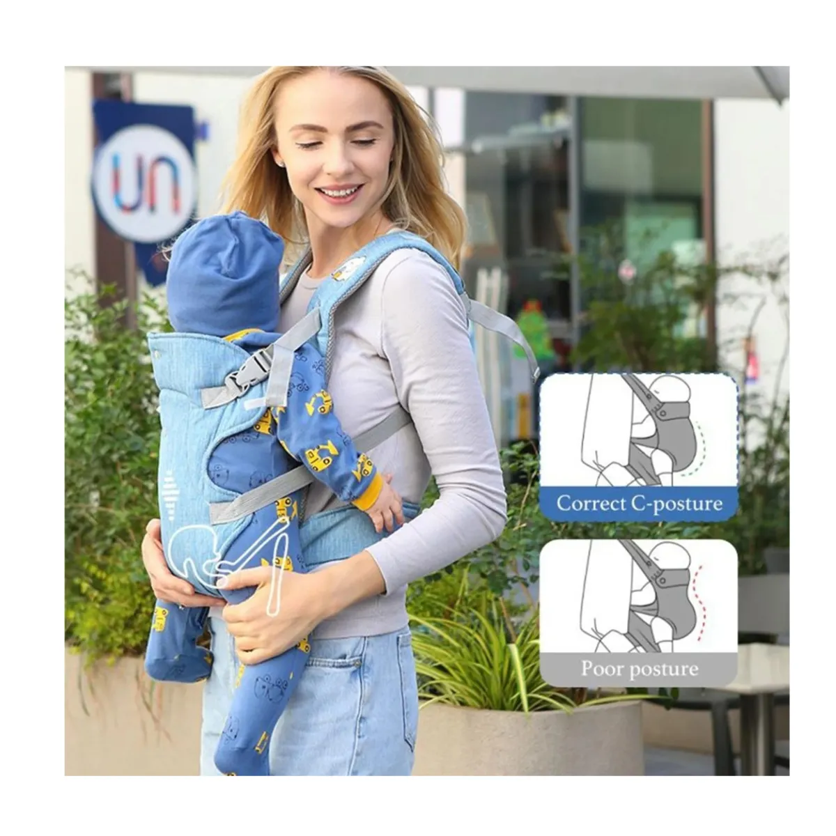GENERICO - Porta Bebes Cangurera Mochila Ergonómica Asiento Multifuncional Talla Standard