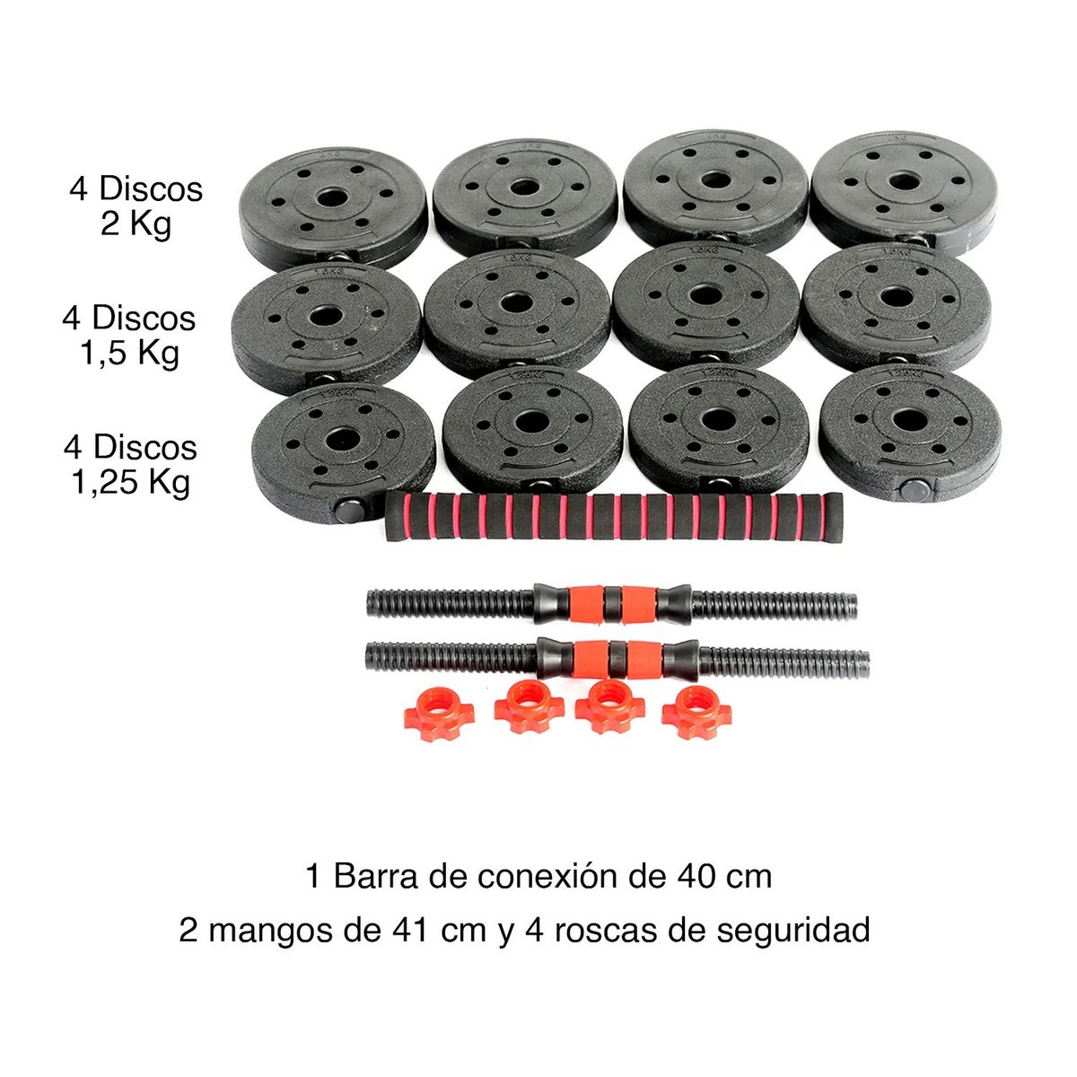GENERICO - Set de Mancuernas Ajustables 20 KG con Barra de Conexión