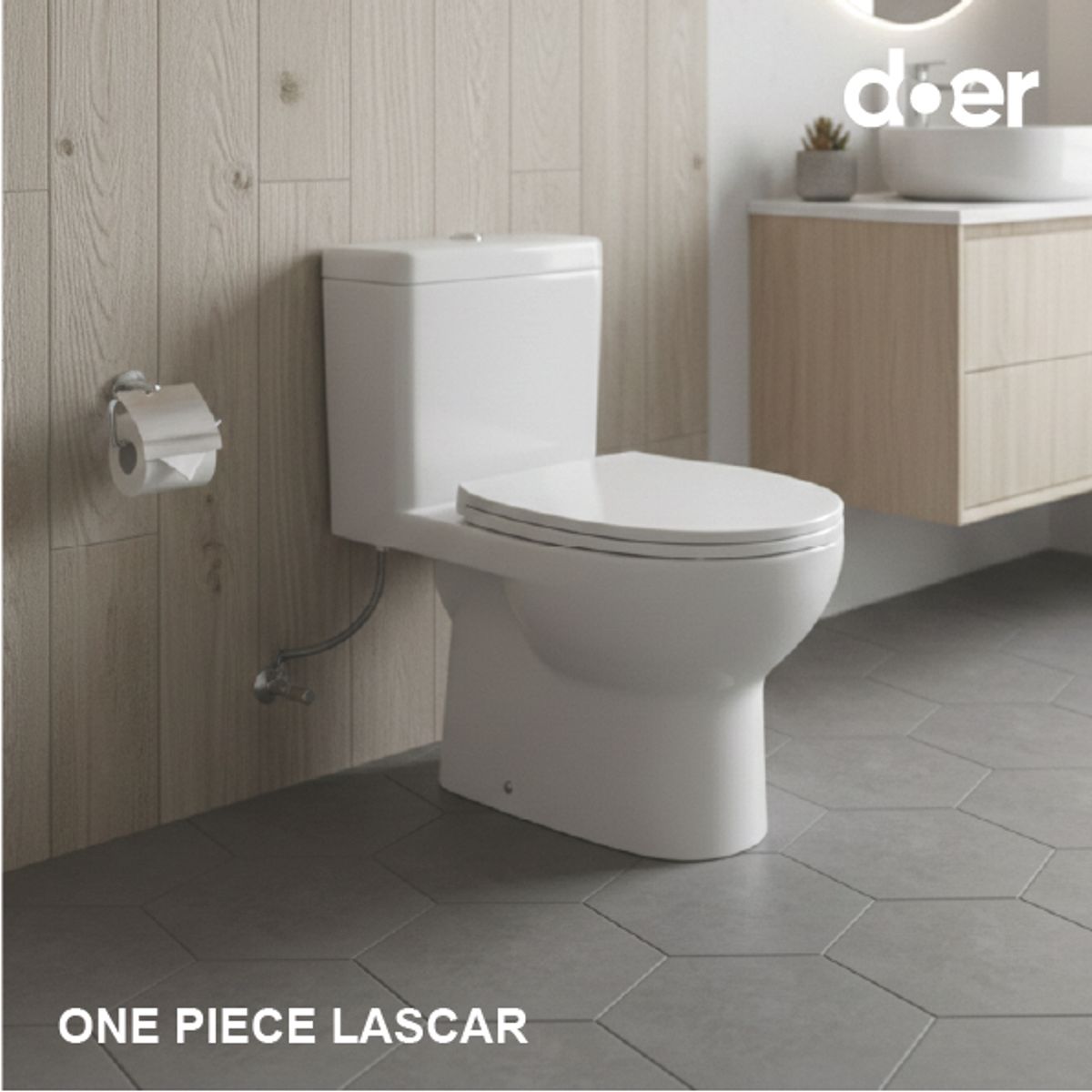 DOER - Wc One Peace Lascar Certificado, Descarga a Muro 4/6 Litros Blanco