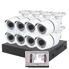 ARTIHOGAR - Kit Cctv 8 Cámaras Seguridad + Disco Duro 1 Terabyte Instalado en DVR HD 1080P