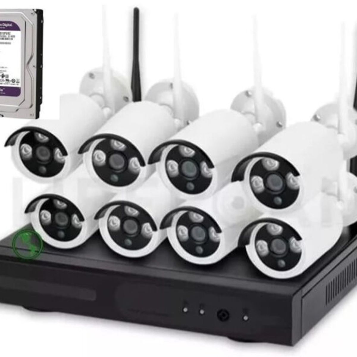 ARTIHOGAR - Kit 8 Camara de Seguridad  Inalambricas 3 MP  con Disco Duro 1 Terabyte