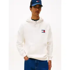 TOMMY HILFIGER - Polerón Hoodie Essential Con Logo Blanco Tommy Jeans