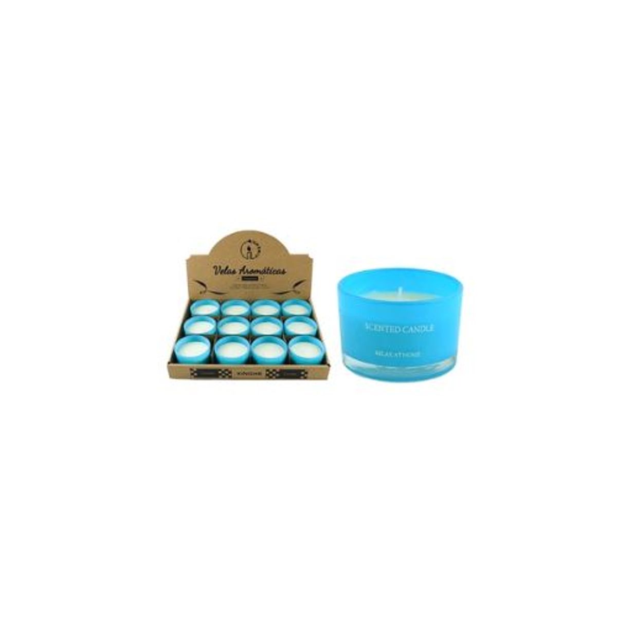 Vela aromática en vaso azul 5x7cm, marca GENERICO - Foto Principal
